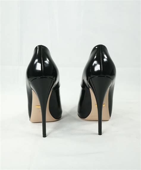 gucci black patent leather with green heels|Gucci patent leather heels.